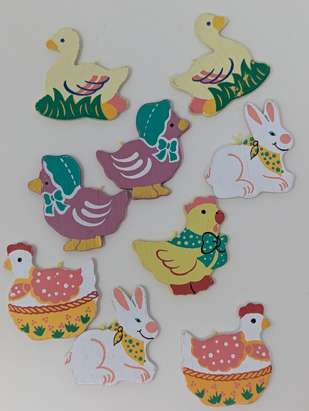 Animal Wooden Vintage Pastel Ducks, Chicks & Bunnies for crafts